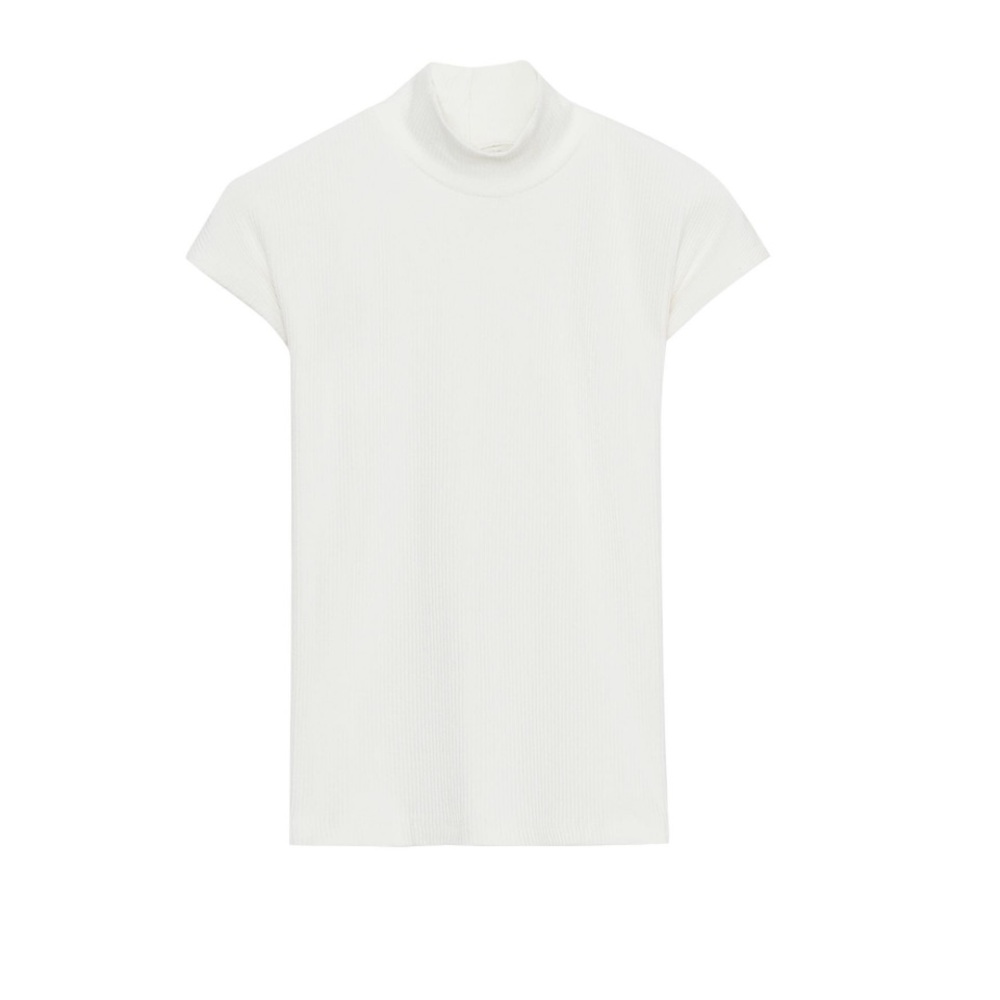 Zara White Mockneck Ribbed Top